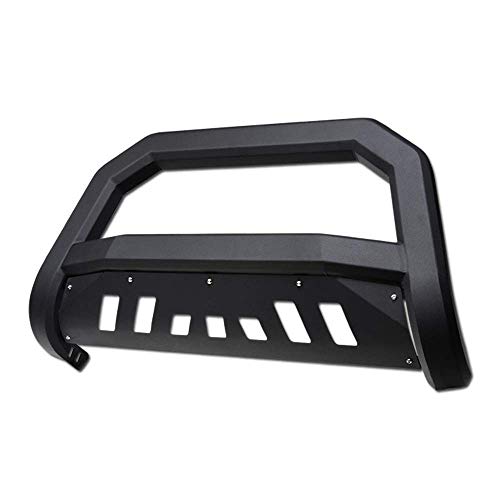 VXMOTOR for 99-07 Chevy Silverado, for 00-06 Suburban/Tahoe, for 99-07 GMC Sierra, for 00-06 Yukon 1500 - Matte Black AVT Style Bull Bar Brush Push Front Bumper Grill Grille Guard with Skid Plate V2