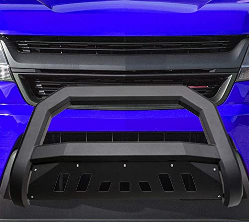 VXMOTOR for 99-07 Chevy Silverado, for 00-06 Suburban/Tahoe, for 99-07 GMC Sierra, for 00-06 Yukon 1500 - Matte Black AVT Style Bull Bar Brush Push Front Bumper Grill Grille Guard with Skid Plate V2