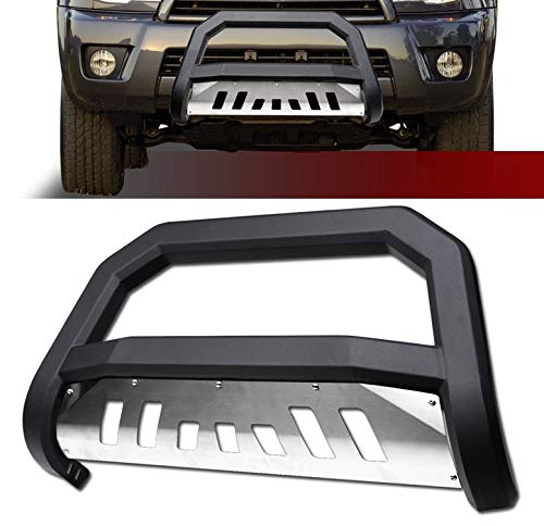 VXMOTOR for 2003-2009 Toyota 4Runner / for Lexus GX470 Matte Black AVT Edge Bold Series - Bull Bar Brush Push Front Bumper Grill Grille Guard with SS Aluminum Skid Plate