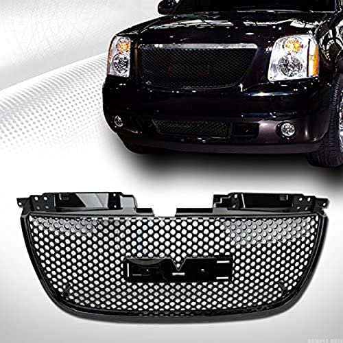 VXMOTOR for 2007-2012 GMC Yukon Denali - Black Round Hole Mesh Front Upper Hood Bumper Grill Grille