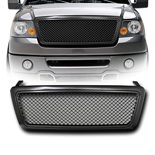 VXMOTOR for 2004-2008 Ford F150 - Matte Black Luxury Sport Mesh Front Hood Bumper Grill Grille Cover ABS