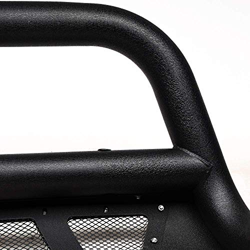 VXMOTOR- for 2010-2018 Toyota 4Runner Textured Black Studded Mesh Bull Bar Brush Push Front Bumper Grill Grille Guard with Skid Plate