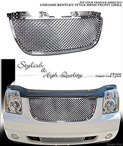 VXMOTOR for 2007-2012 GMC Yukon Denali - Chrome Luxury 3D Mesh Front Hood Bumper Grill Grille ABS