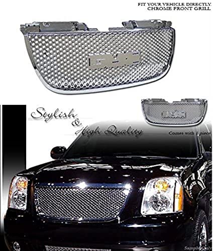 VXMOTOR for 2007-2012 GMC Yukon Denali - Chrome Round Hole Mesh Front Upper Hood Bumper Grill Grille