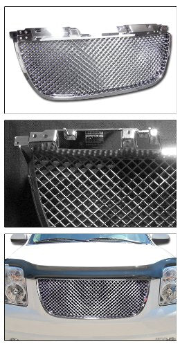 VXMOTOR for 2007-2012 GMC Yukon Denali - Chrome Luxury 3D Mesh Front Hood Bumper Grill Grille ABS