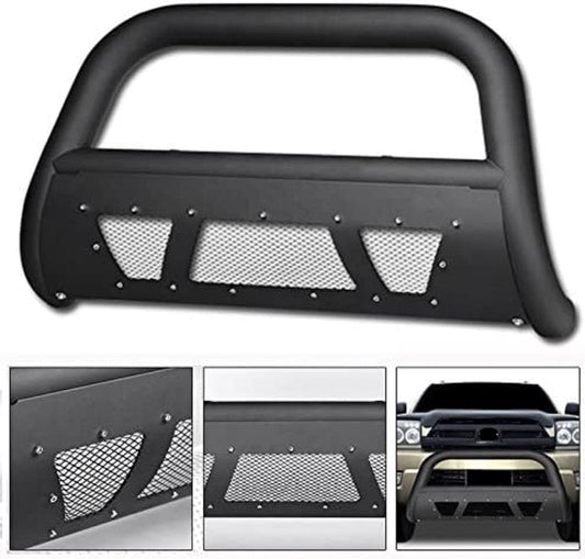VXMOTOR for 2003-2009 Toyota 4Runner ; for 2003-2009 Lexus GX470 Matte Black Heavyduty Studded Mesh Bull Bar Brush Push Front Bumper Grill Grille Guard with Skid Plate