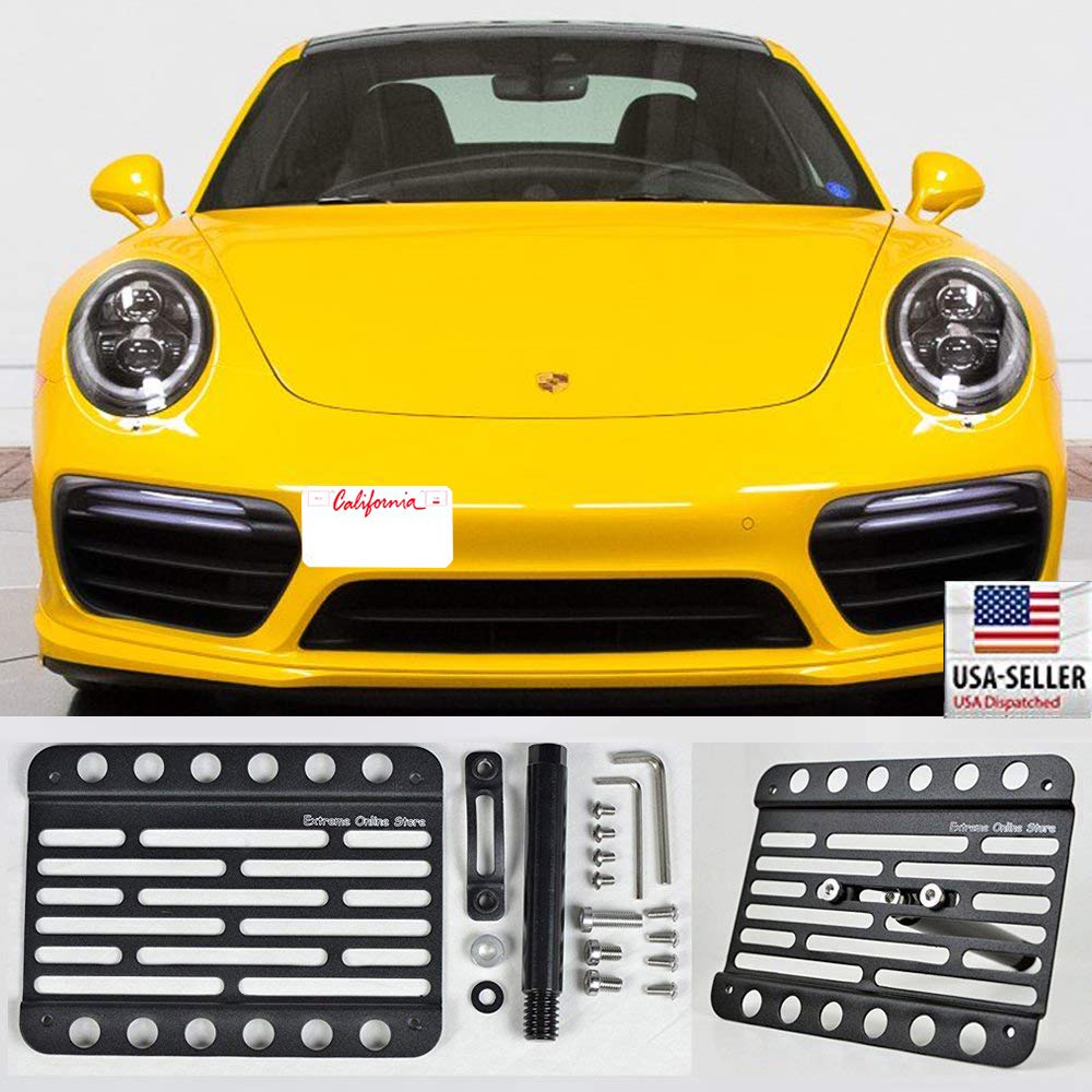 VXMOTOR for 2018-2019 Porsche 911 GT3 991 NO PDC - Front Bumper Tow Hook License Plate Mount Relocator Bracket