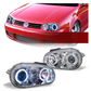 VXMOTOR for 2005-2009 Ford Mustang - Smoke Crystal DRL Led Halo Rim Ring Head Lights Lamps Pair NB