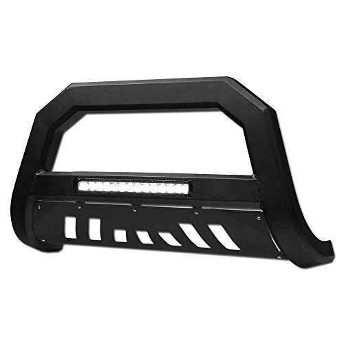 VXMOTOR for 99-07 Chevy Silverado ; GMC Sierra ; for 00-06 Suburban/Tahoe ; Yukon/Yukon XL 1500 Matte Black AVT Aluminum LED Light Bull Bar Front Bumper Grill Grille Guard with Skid Plate