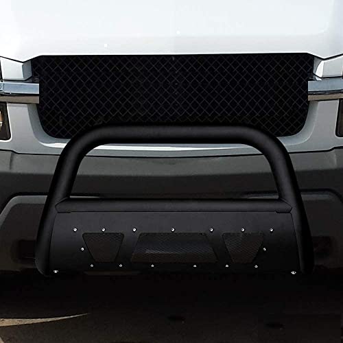 VXMOTOR for 99-07 Chevy Silverado, for 00-06 Suburban/Tahoe, for 99-07 GMC Sierra, for 00-06 Yukon 1500 - Matte Black Studded Mesh Bull Bar Brush Front Bumper Grill Grille Guard with Skid Plate V2