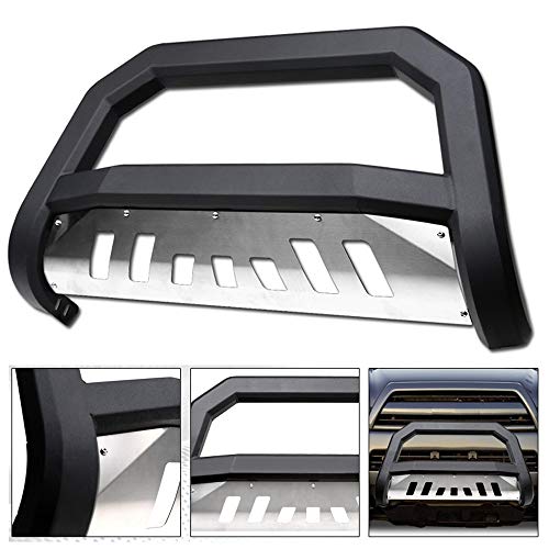 VXMOTOR for 2003-2009 Toyota 4Runner / for Lexus GX470 Matte Black AVT Edge Bold Series - Bull Bar Brush Push Front Bumper Grill Grille Guard with SS Aluminum Skid Plate