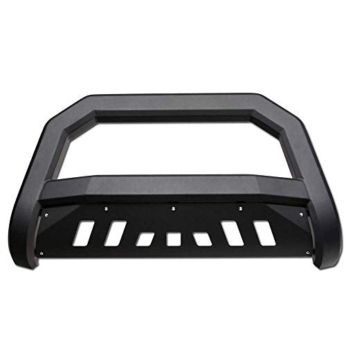 VXMOTOR for 99-07 Chevy Silverado, for 00-06 Suburban/Tahoe, for 99-07 GMC Sierra, for 00-06 Yukon 1500 - Matte Black AVT Style Bull Bar Brush Push Front Bumper Grill Grille Guard with Skid Plate V2