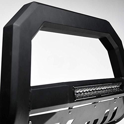 VXMOTOR for 99-07 Chevy Silverado ; GMC Sierra ; for 00-06 Suburban/Tahoe ; Yukon/Yukon XL 1500 Matte Black AVT Aluminum LED Light Bull Bar Front Bumper Grill Grille Guard with Skid Plate