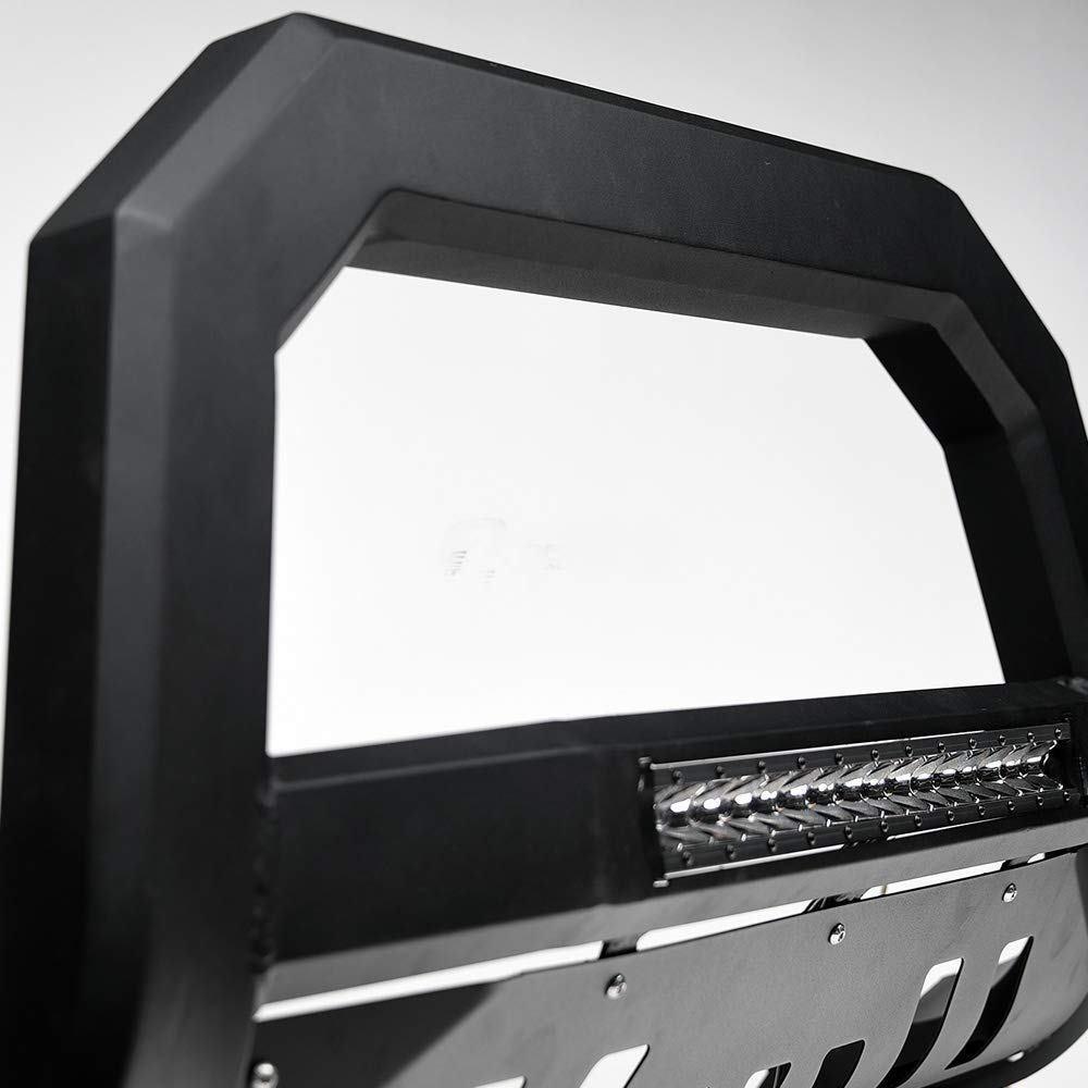 VXMOTOR for 2003-2009 Toyota 4Runner / Lexus GX470 Matte Black AVT Style Aluminum LED Light Bull Bar Brush Push Front Bumper Grill Grille Guard with Skid Plate