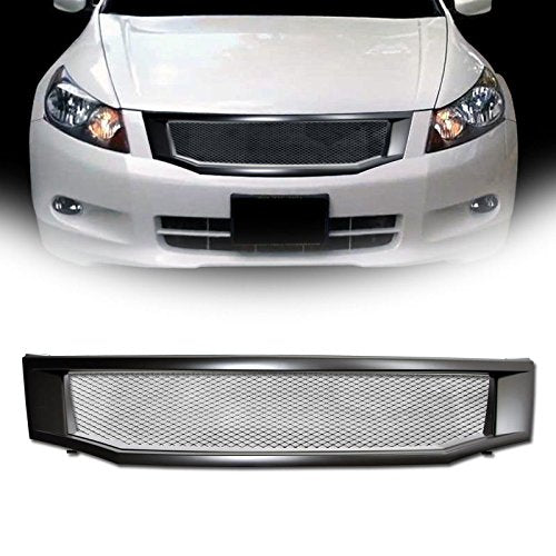 VXMOTOR for 2008-2010 Honda Accord 4D 4Dr 4 Door Sedan Matte Black JDM T-R Aluminum Mesh Front Hood Bumper Grill Grille Cover Conversion