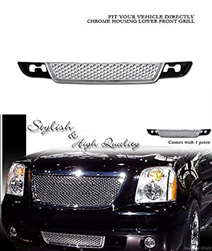 VXMOTOR for 2007-2012 GMC Yukon Denali - Chrome Round Hole Mesh Front Lower Bumper Grill Grille ABS