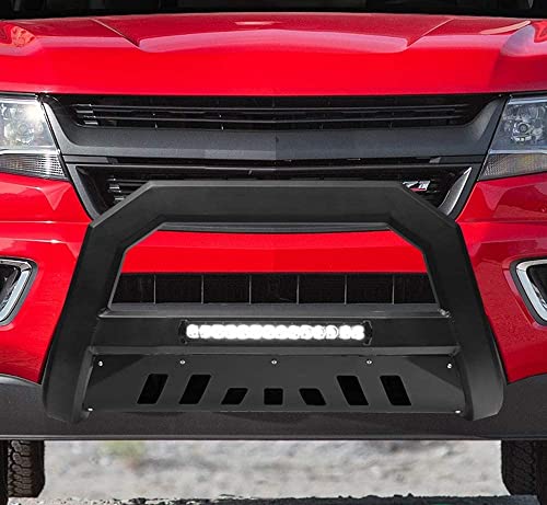 VXMOTOR for 99-07 Chevy Silverado ; GMC Sierra ; for 00-06 Suburban/Tahoe ; Yukon/Yukon XL 1500 Matte Black AVT Aluminum LED Light Bull Bar Front Bumper Grill Grille Guard with Skid Plate