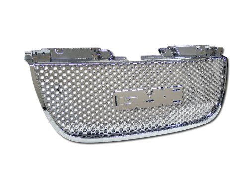 VXMOTOR for 2007-2012 GMC Yukon Denali - Chrome Round Hole Mesh Front Upper Hood Bumper Grill Grille