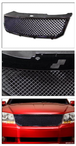 VXMOTOR for 2008-2010 Dodge Avenger - Glossy Black Mesh Front Hood Bumper Grill Grill Cover Guard ABS