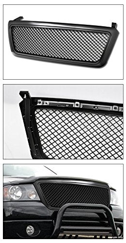 VXMOTOR for 2004-2008 Ford F150 - Matte Black Luxury Sport Mesh Front Hood Bumper Grill Grille Cover ABS