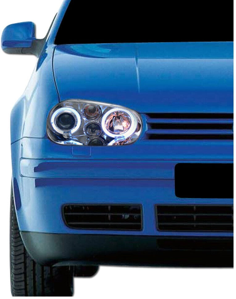 VXMOTOR for 2005-2009 Ford Mustang - Smoke Crystal DRL Led Halo Rim Ring Head Lights Lamps Pair NB